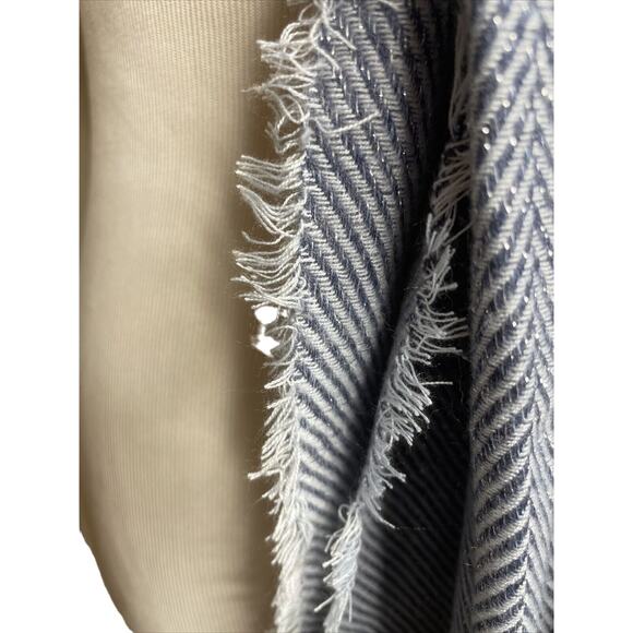 INC International Concepts Two-Tone Textured Shine Wrap Scarf Navy, NWT - Picture 4 of 5